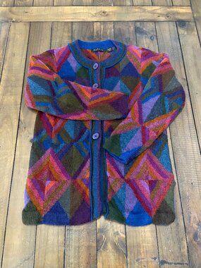 RARE Vintage Daköta 100% Alpaca Hand Loomed Cardigan Bolivia S